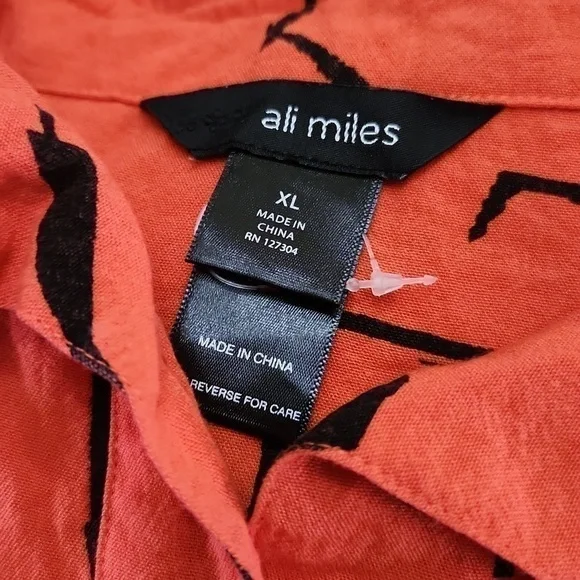 Ali Miles Artsy Art to wear Blouse XL Zipper Back Ruffle Sleeve Collegiate Lux - Picture 4 of 14